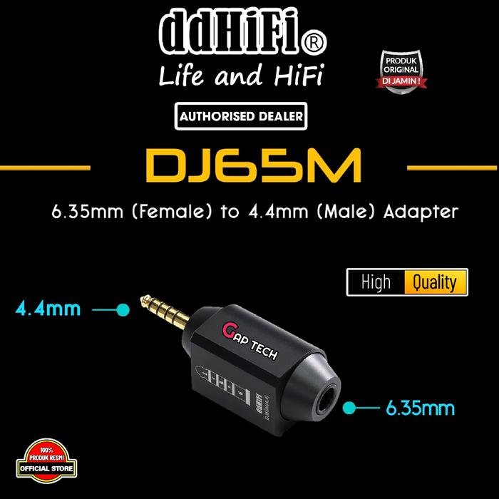 DD DDHIFI DJ65M / DJ 65M / DJ 65 M 6.35mm Female to 3.5mm / 4.4mm Male Adapter Original - DJ65M 4.4MM