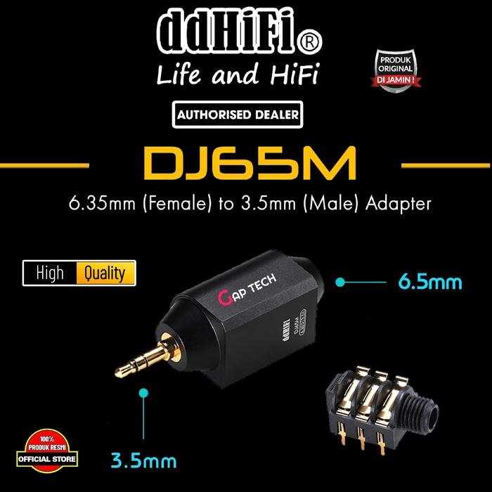 DD DDHIFI DJ65M / DJ 65M / DJ 65 M 6.35mm Female to 3.5mm / 4.4mm Male Adapter Original - DJ65M 3.5MM