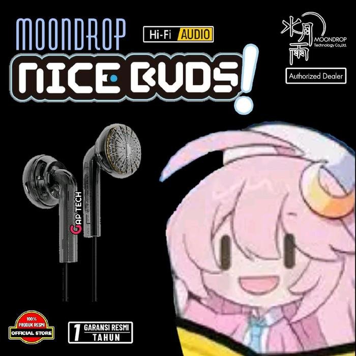 MOONDROP Nice Buds / NiceBuds 15.4mm Neodymium Dynamic Driver In Ear Monitor Earbud Earphone / Headset Original - BLACK