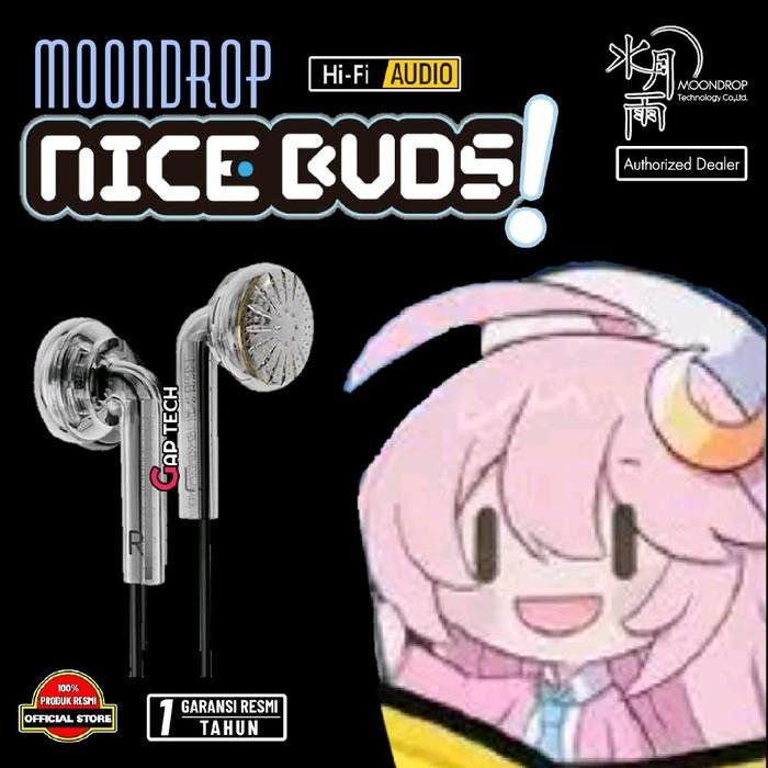 MOONDROP Nice Buds / NiceBuds 15.4mm Neodymium Dynamic Driver In Ear Monitor Earbud Earphone / Headset Original - TRANSPARENT / CLEAR