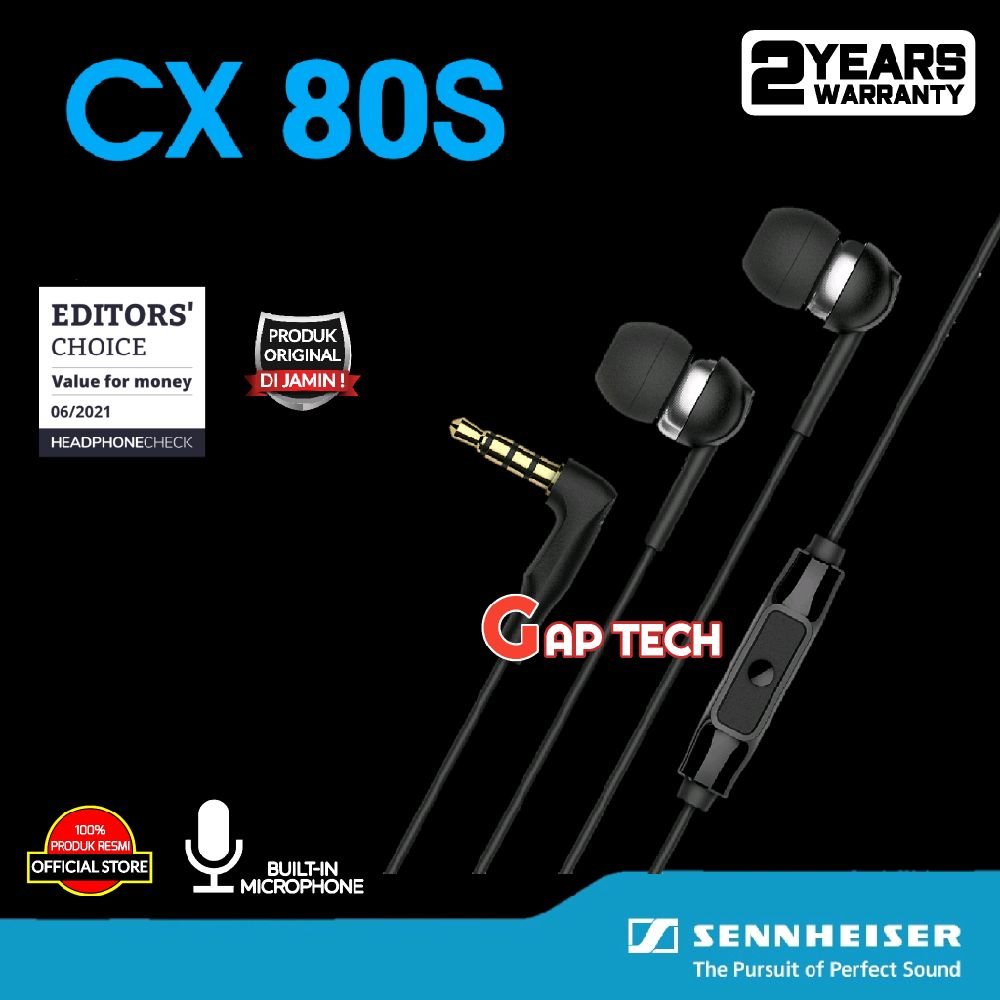 Sennheiser CX 80S / CX80S / CX 80 S / CX 80U / CX80U / CX 80 U- In-Ear Headphones with Microphone Original - CX 80S with 3.5MM