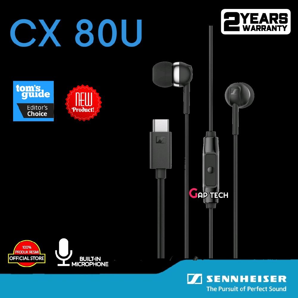 Sennheiser CX 80S / CX80S / CX 80 S / CX 80U / CX80U / CX 80 U- In-Ear Headphones with Microphone Original - CX 80U with Type-C