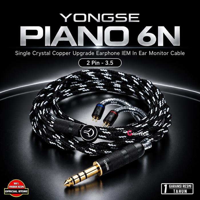 Yongse Piano 6N Single Crystal Copper Upgrade Earphone IEM In Ear Monitor Cable Original - 2 Pin - 3.5mm