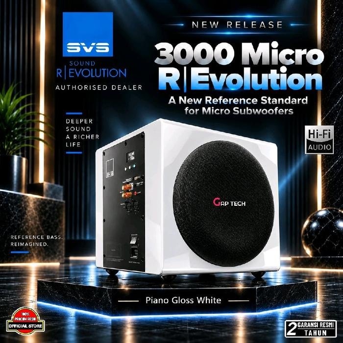 SVS 3000 Micro R Evolution / 3000Micro R Evolution / 3000 Micro REvolution Sealed Subwoofer Original - PIANO GLOSS WHITE