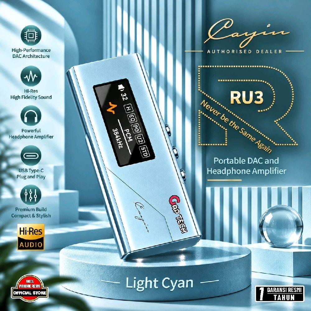 Cayin RU3 / RU3 / RU-3 Portable DAC and Headphone Amplifier with ESS ES9069Q DAC / DAC AMP Original - Cyan
