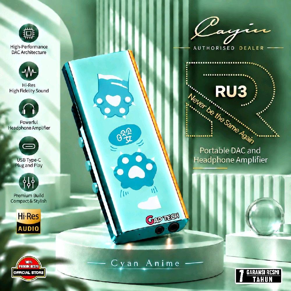 Cayin RU3 / RU3 / RU-3 Portable DAC and Headphone Amplifier with ESS ES9069Q DAC / DAC AMP Original - LIGHT BLUE / CYAN ANIME