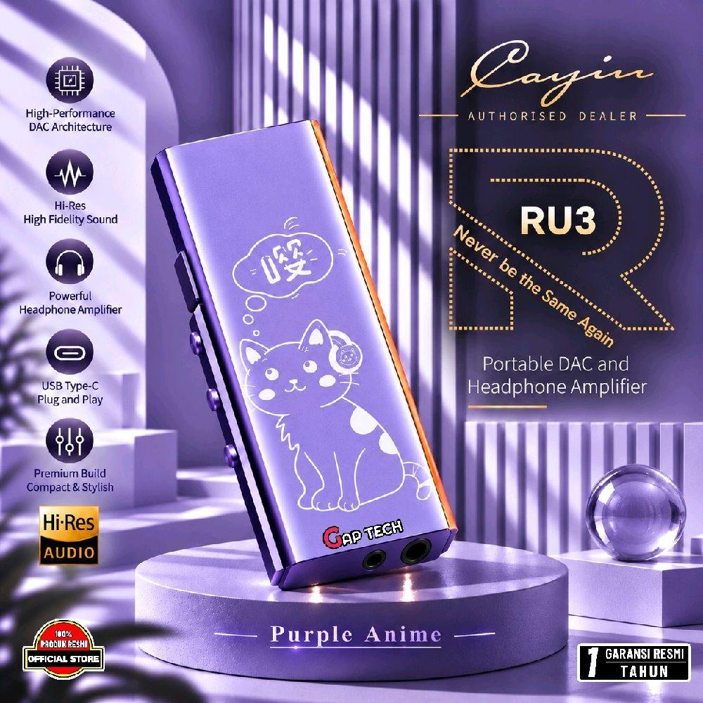Cayin RU3 / RU3 / RU-3 Portable DAC and Headphone Amplifier with ESS ES9069Q DAC / DAC AMP Original - PURPLE ANIME
