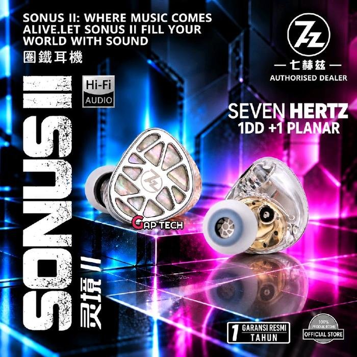 7Hz Sonus II / Sonus 2 Dynamic + Planar Hybrid HiFi Wired In Ear Monitor Earphones / IEM Original - Silver