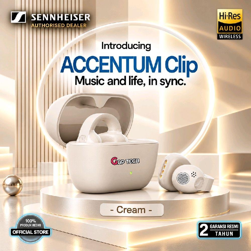 Sennheiser Accentum Clip Open Wearable / Open Ear True Wireless Stereo Earbuds / TWS Original - Cream
