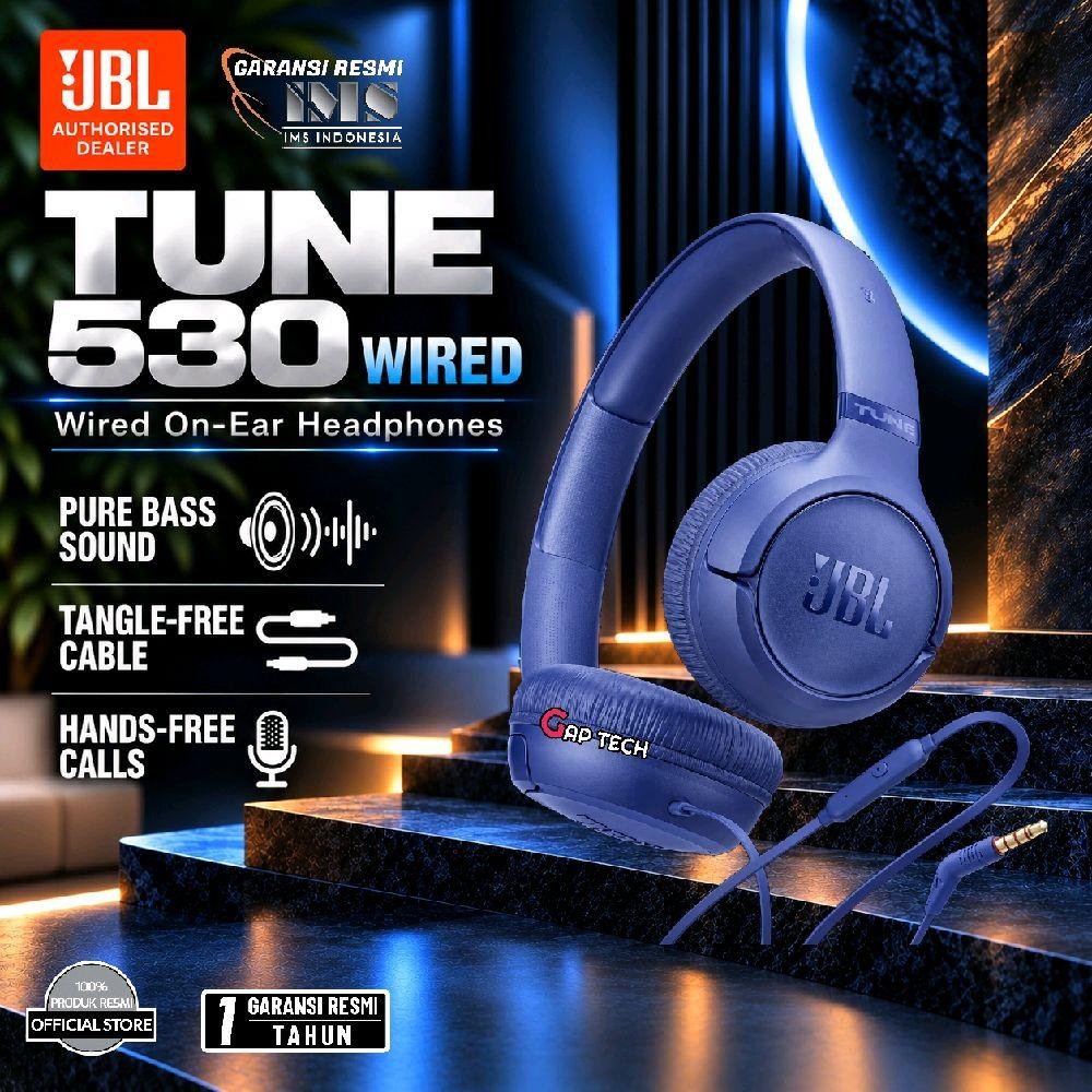 JBL Tune 530 Series / Tune 530 Wired / T530 Wired / T 530 Wired / Tune 530C USB-C / Tune 530C / T530C / T530 C / T 530 C Wired On-Ear Headphones Original - T530 3.5MM BLUE