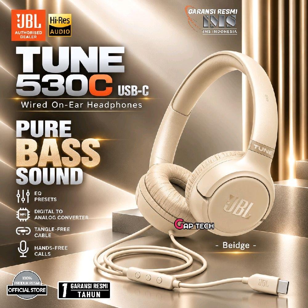 JBL Tune 530 Series / Tune 530 Wired / T530 Wired / T 530 Wired / Tune 530C USB-C / Tune 530C / T530C / T530 C / T 530 C Wired On-Ear Headphones Original - T530 USB-C BEIDGE