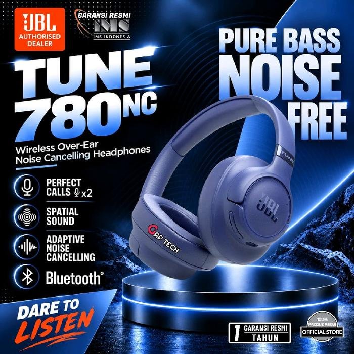 JBL Tune 780NC / Tune780NC / T780NC / T 780NC Wireless Over-Ear Noise Cancelling Headphones Original - Blue