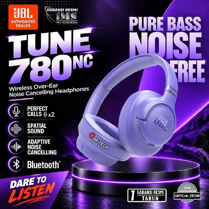 JBL Tune 780NC / Tune780NC / T780NC / T 780NC Wireless Over-Ear Noise Cancelling Headphones Original - Purple
