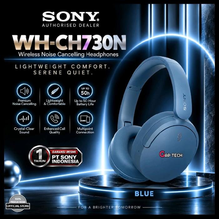 Sony WH-CH730N / WH CH730N / WH CH 730N / WH CH 730 N Wireless Noise Cancelling Headphones Original - Blue